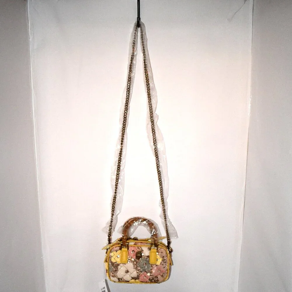 Kurt Geiger Floral Quilted Crossbody Bag in Yellow, Pink, White, Blue, Brown - Picture 2 of 10